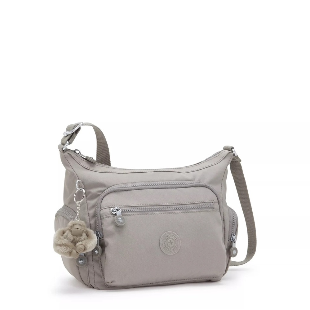 NWT Kipling Gabbie Small Grey Gris Crossbody Bag Purse Nylon Monkey Travel - Picture 3 of 16